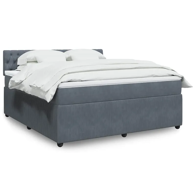 vidaXL Ramsäng med madrass mörkgrå 180×200 cm sammet (#9957)