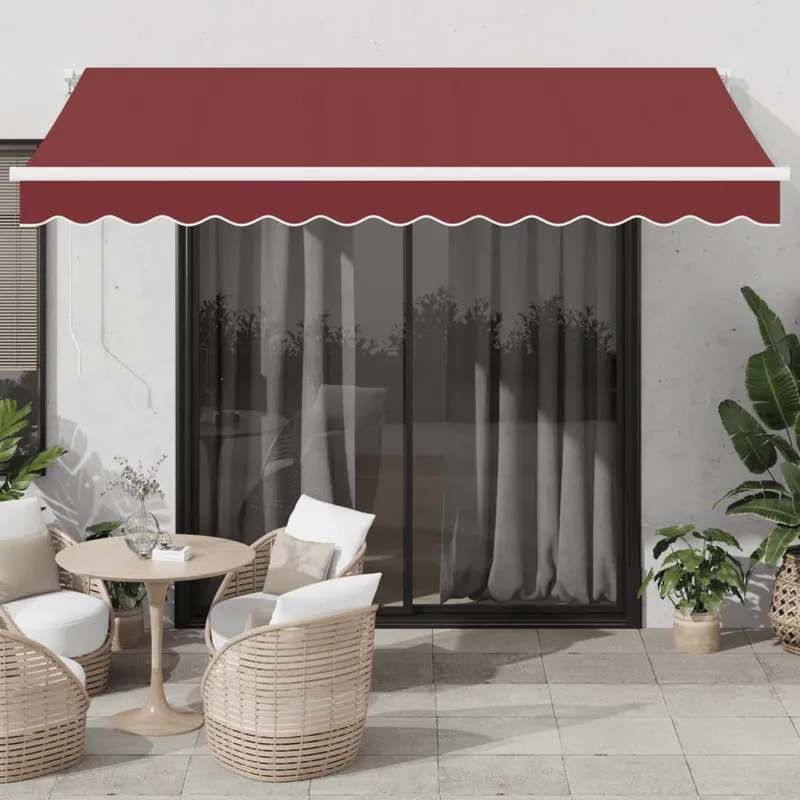 vidaXL Markis manuellt infällbar vinröd 350×250 cm