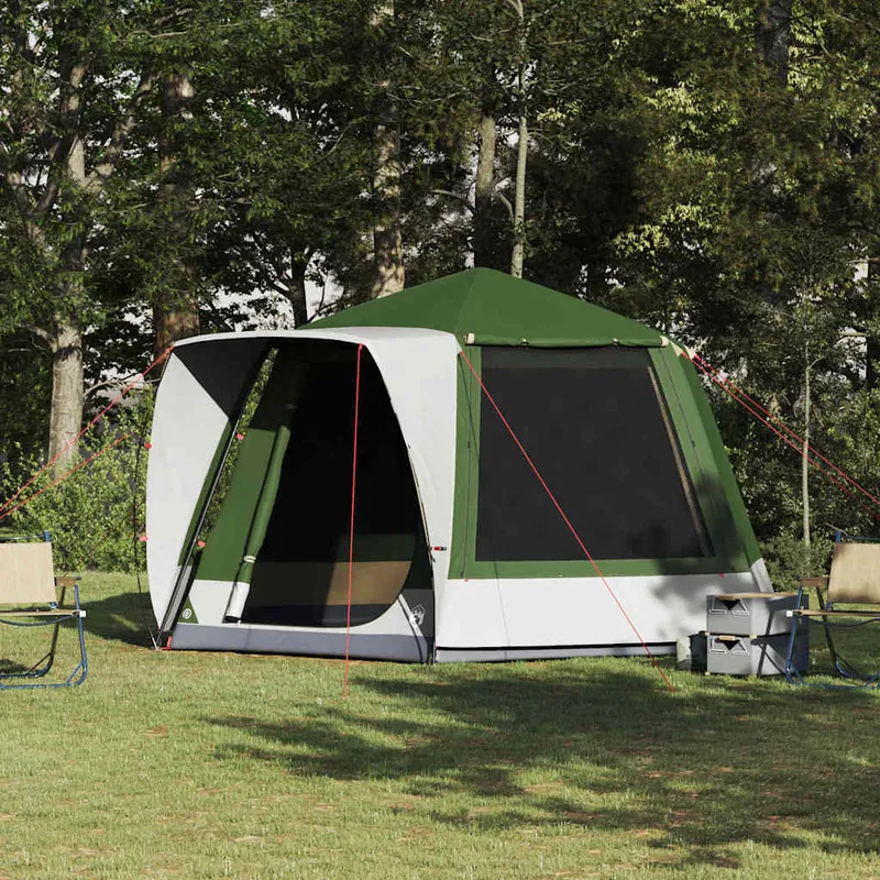 vidaXL Campingtält 8-personers Grön Polyester Vattentålig