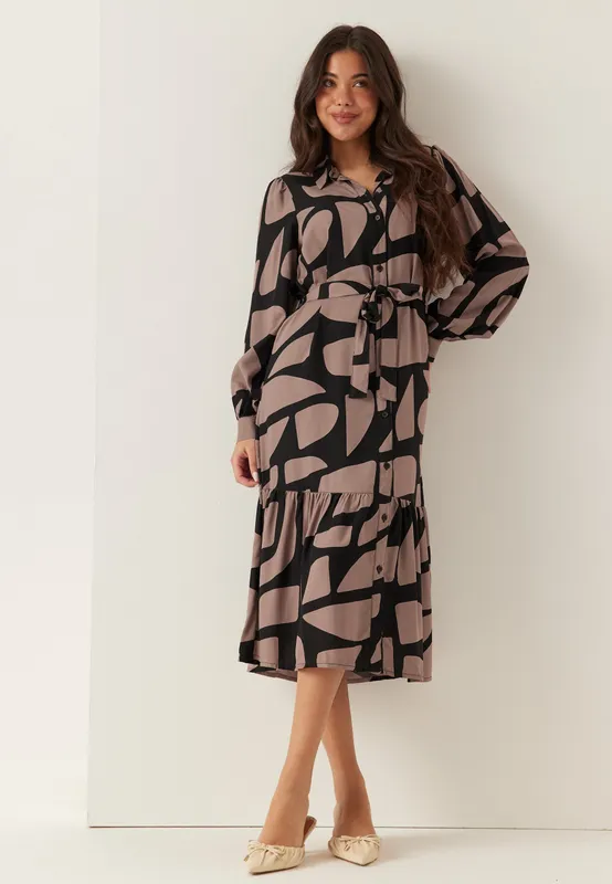 Viscose Flounce Shirt Dress (#1500)