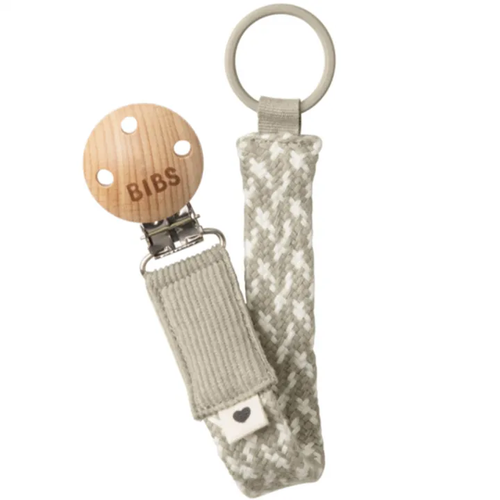 BIBS Pacifier Clip Braided Sand/Ivory