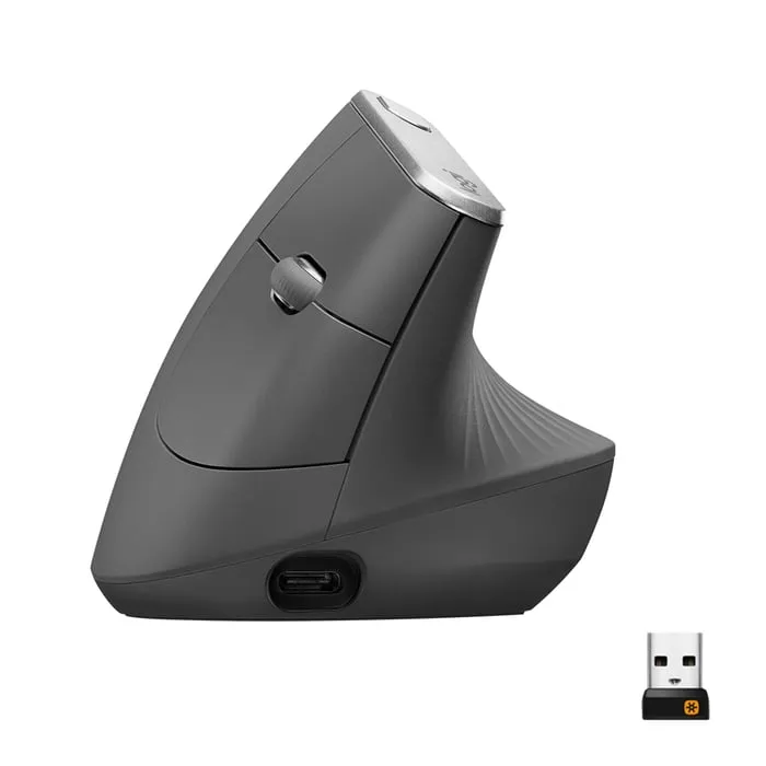 Logitech MX Vertical Advanced wireless Bluetooth - Mac & PC - Ergonomisk mus - Optic - 6 knappar - Svart