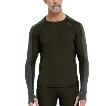 Dovre Jacquard Baselayer Militärgrön ull Large Herr
