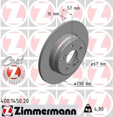 Bromsskiva ZIMMERMANN 400.1450.20