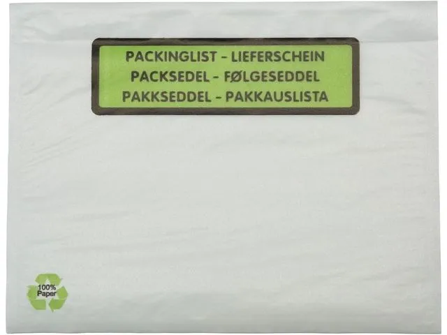 Packsedelskuvert papper C5 tryck 1000/fp