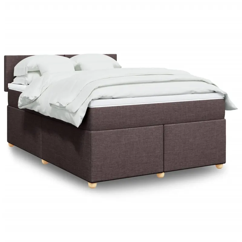 vidaXL Ramsäng med madrass mörkbrun 140×190 cm tyg (#8531)