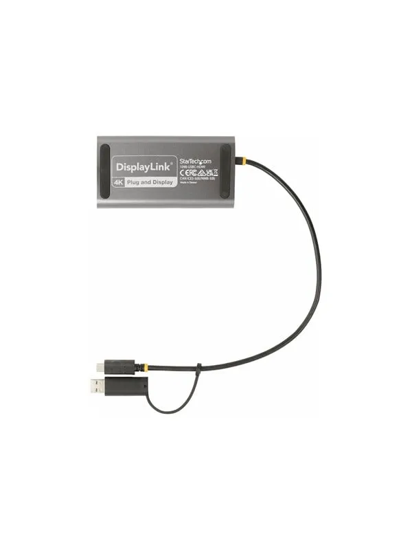 StarTech.com USB-C to Dual-HDMI Adapter USB-C or A to 2x HDMI 4K 60Hz 100W PD Pass-Through 1ft (30cm) Built-in Cable External Video Graphics Adapter