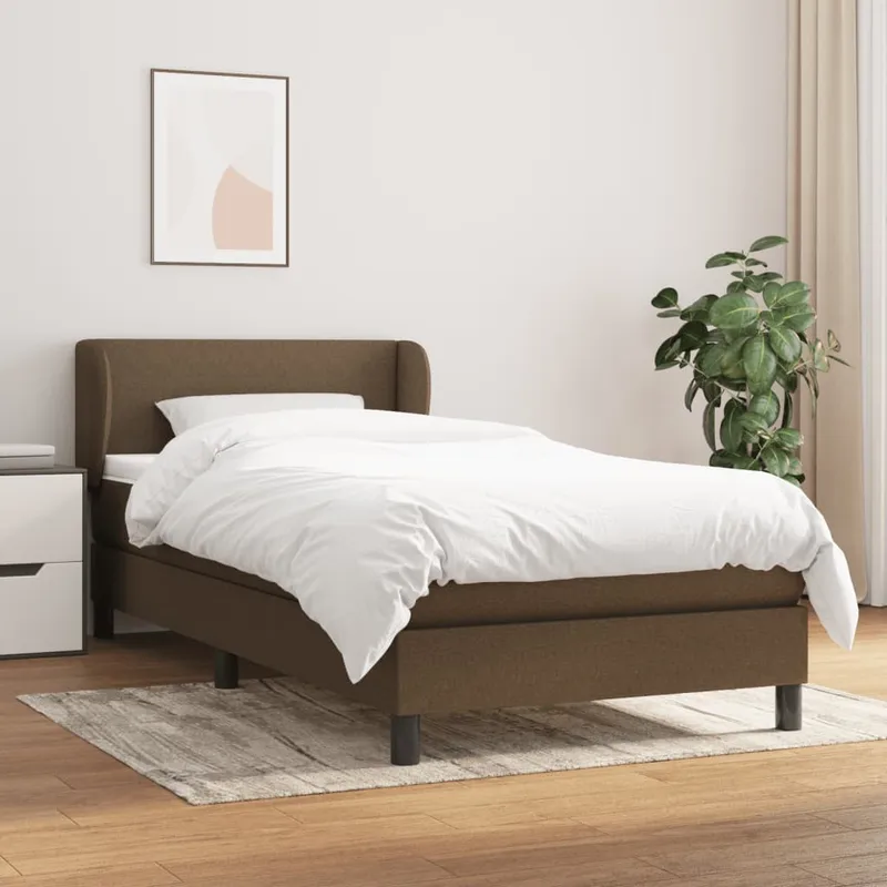 vidaXL Ramsäng med madrass mörkbrun 90×190 cm tyg (#9247)