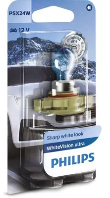 Glödlampa PHILIPS WhiteVision ultra PSX24W PG20/7 12V PHILIPS - chevrolet, chrysler, citroën, dodge, ds, fiat, jaguar, jeep, mini, opel, peugeot, suba
