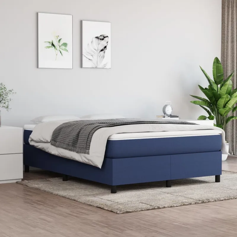 vidaXL Ramsäng med madrass blå 140×190 cm tyg (#9206)