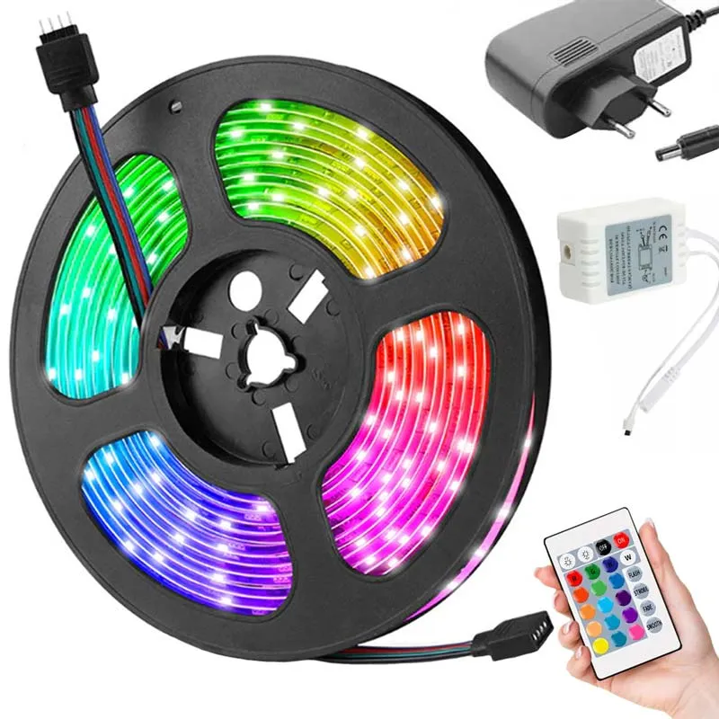 Ledband smd 5050 rgb fjärrkontrollset 4,5m vattentät
