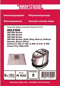 Dammsugarpåsar, syntetfiber, 5st.+ motorfilter