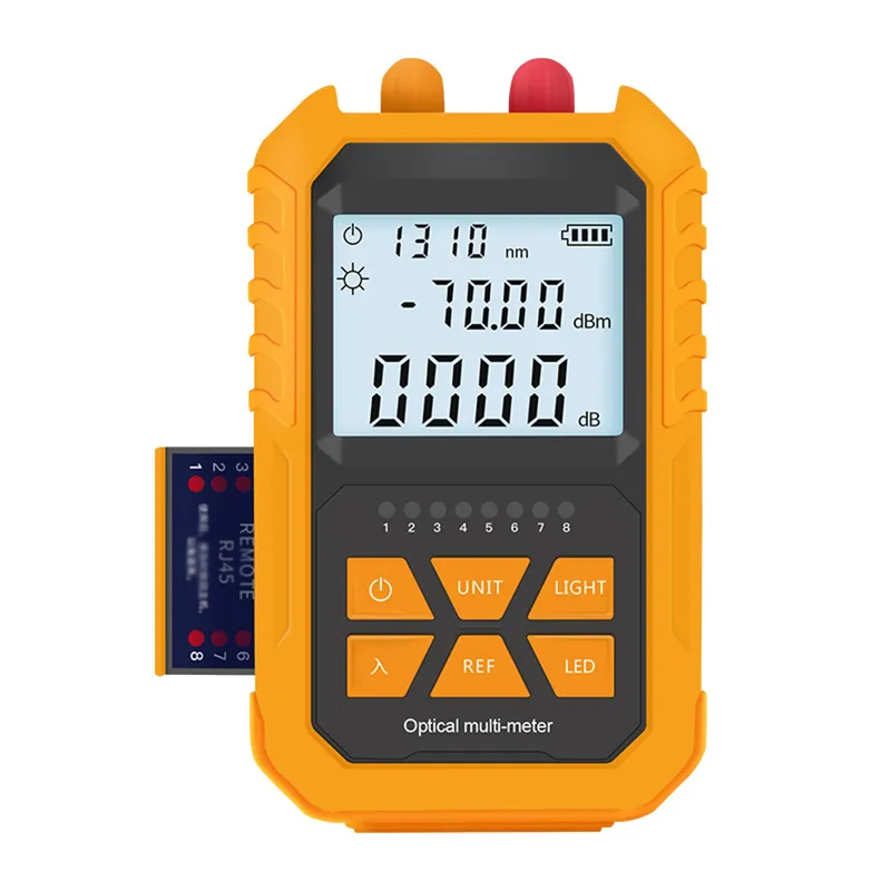 Handhållen optisk effektmätare med 5 km rött ljus -70~+3dBm Mini Optisk Power Tester Nätverkskabel gul