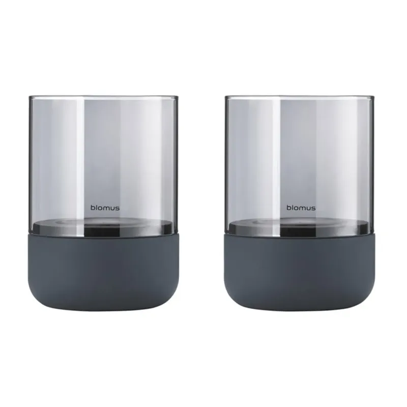 blomus Calma ljuslykta Ø7 cm 2-pack Steel grey-smoke