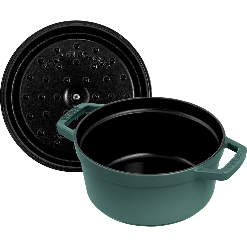 Staub La Cocotte rund gjutjärnsgryta 20 cm / 2,2 liter, eukalyptusgrön