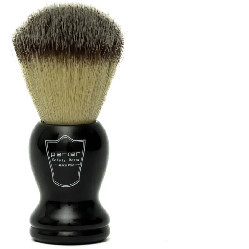 Parker Shaving Black Handle Synthetic Bristle Shave Brush