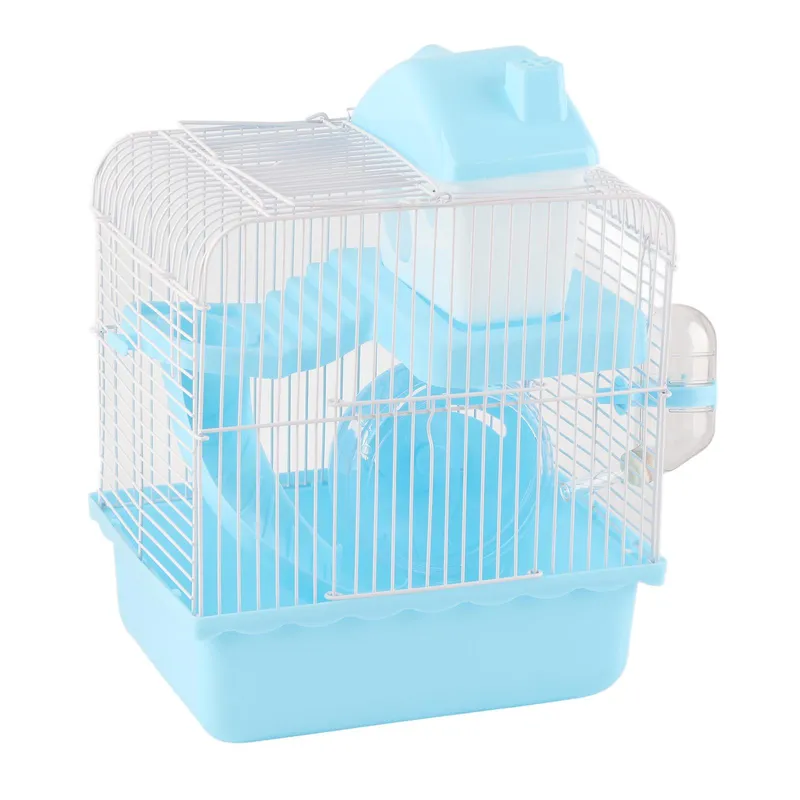 2 Vånings Hamsterbur Stort Utrymme Hög Chassidesign Hamsterhabitatbur för Husdjurshamster Liten blå