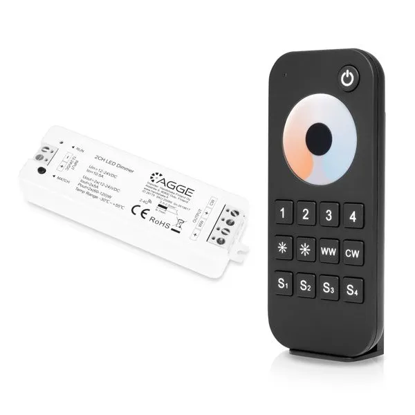 Styrdon till LED-list AGGE CCT Color Controller, RF 2.4 GHz, Styrdon + Fjärrkontroll Wall Mount Touch Panel