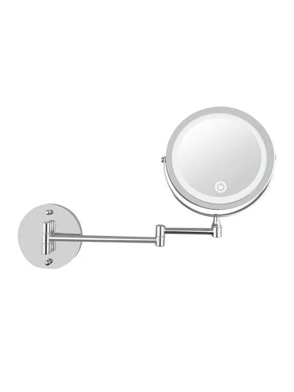 UNIQ LED Wall-Mounted Cosmetic Mirror with Articulating Arm and 5x Magnification