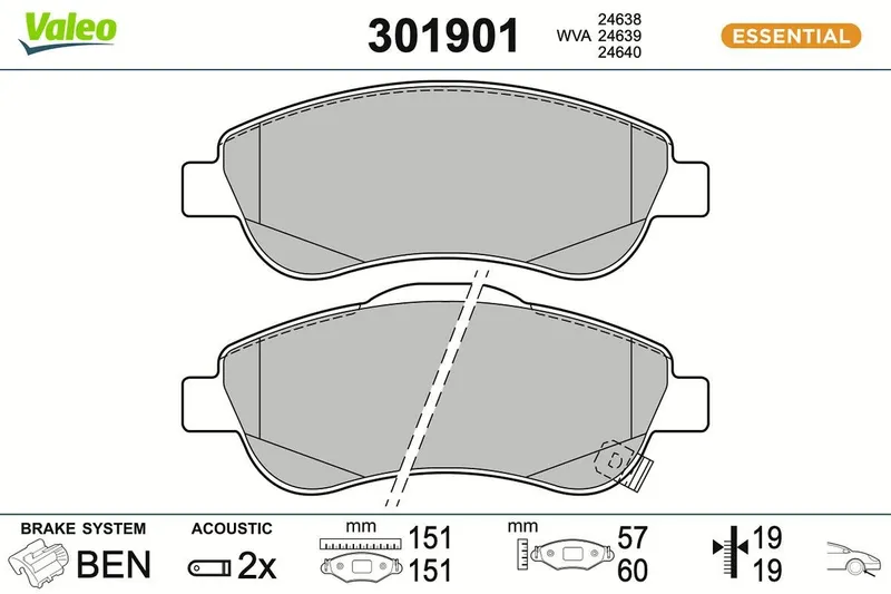 Bromsbelägg VALEO 301901