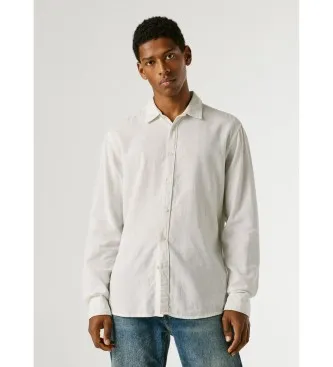 Pepe Jeans för män. PM3091192 Payton skjorta vit (M), Casual, Lino, Lång ärm