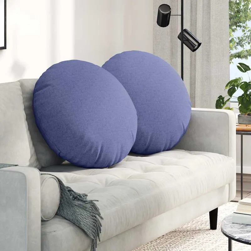 vidaXL Sittkuddar 2 st Tyg Jeansblå Ø60 x 21 cm