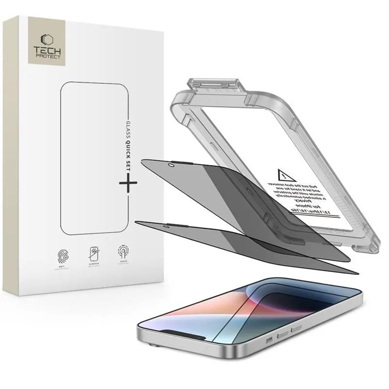 Tech-Protect Quick Set Spy+ 2-pack Privacy Glass for iPhone 13 / 13 Pro / 14 / 16e / 17e
