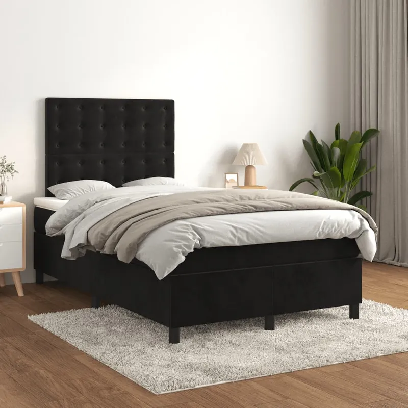 vidaXL Ramsäng med madrass svart 120×200 cm sammet (#9193)