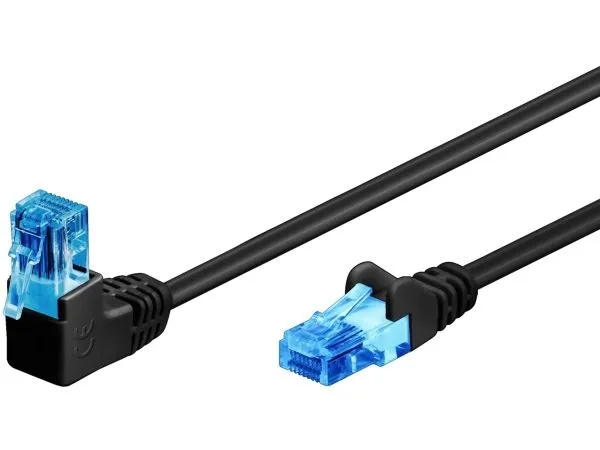 Pro LAN CAT 6A U/UTP 90° - Svart - 3m