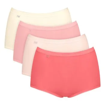 Sloggi Trosor 4P Basic Plus Maxi Panty Röd/Rosa bomull 42 Dam