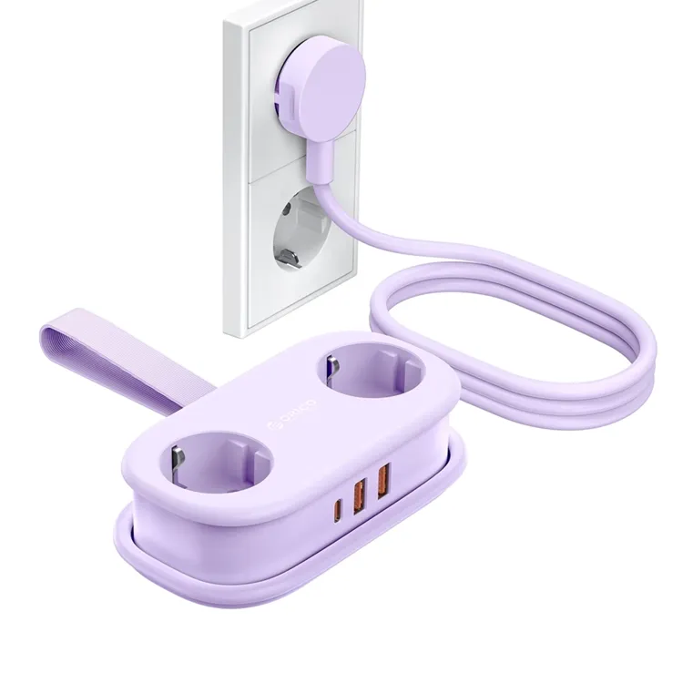 Orico 5in1 Grenuttag 20W GaN 2xUSB-A 1xUSB-C 2xAC AP3 - Lila