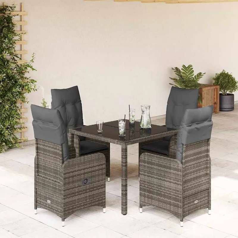 vidaXL Caféset med dynor 5 delar konstrotting grå (#7583)