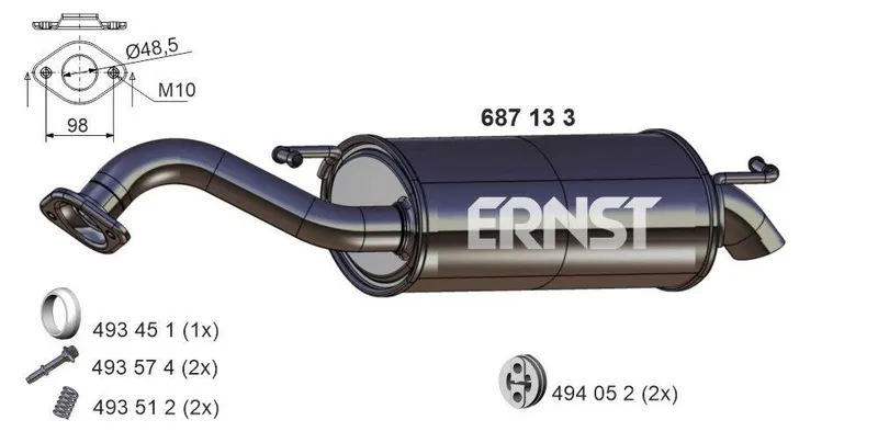 Bakre ljuddämpare ERNST 687133