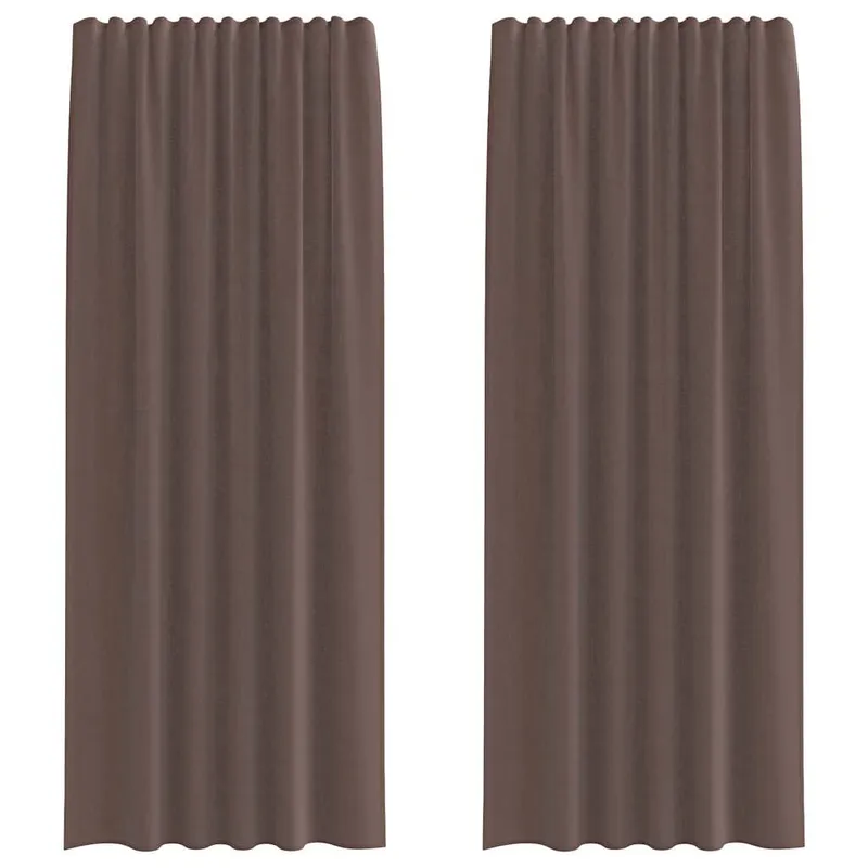 vidaXL Voile gardiner med fliktopp 2 st brun