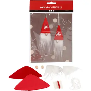 Mini DIY Kit, hängande tomtenissar, H: 11 cm, 1 förp.