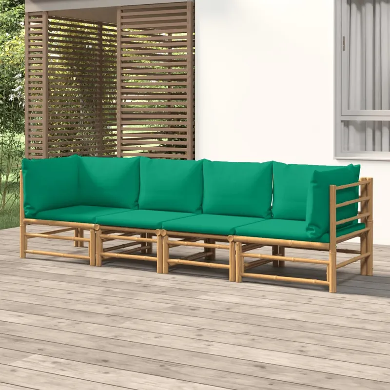 vidaXL Loungegrupp 4 delar gröna dynor bambu (#4809)