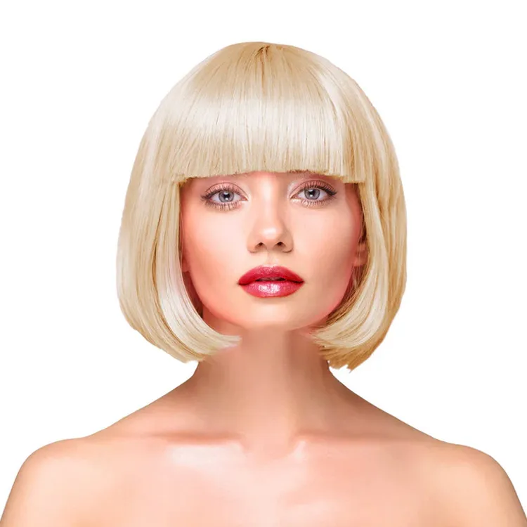 Party Wig Short Straight Blonde Hair Peruk