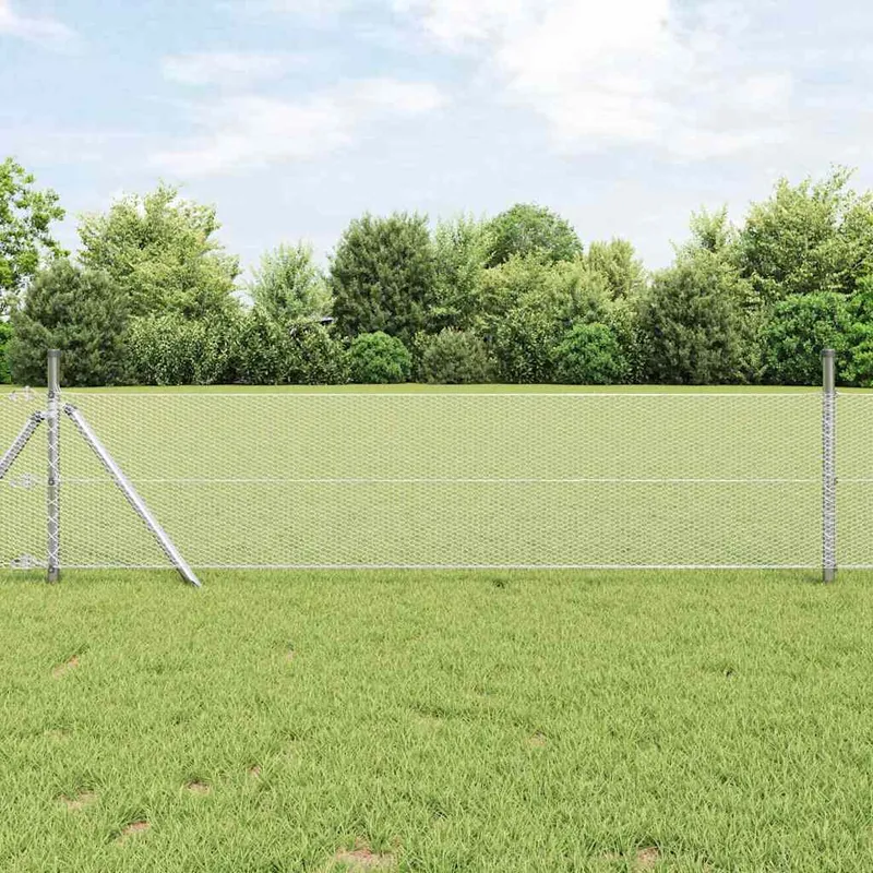 vidaXL Hexagonstängsel 0,6 x 25 m Galvaniserat stål Silver (#6478)