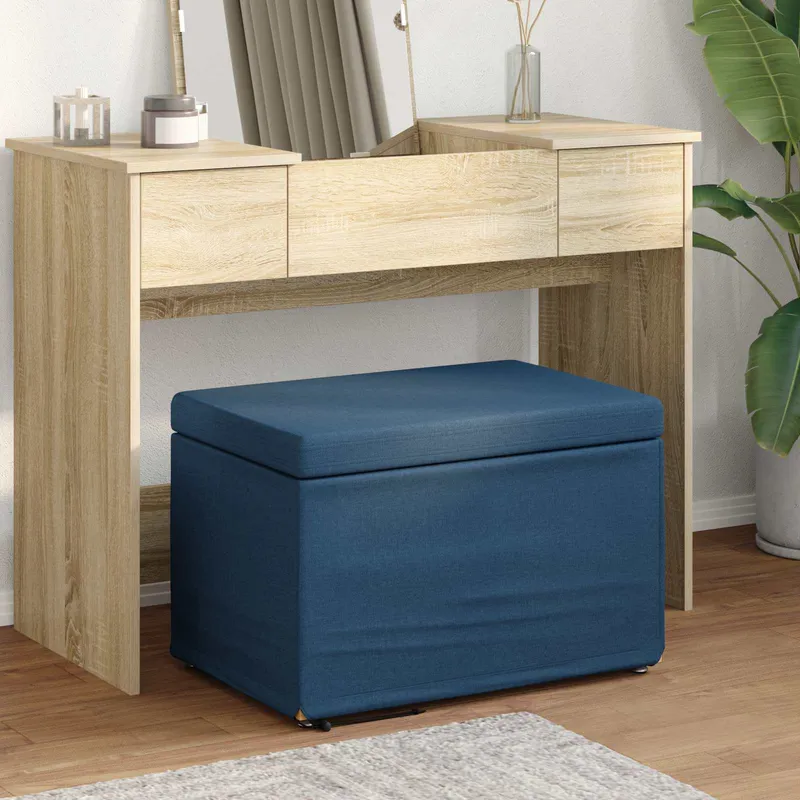 vidaXL Pall Blå 61 x 41 x 40 cm Tyg och Konstruerat Trä