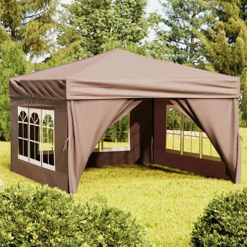 Vidaxl Fällbart Partytält med Väggar, Taupe, 3×3 M