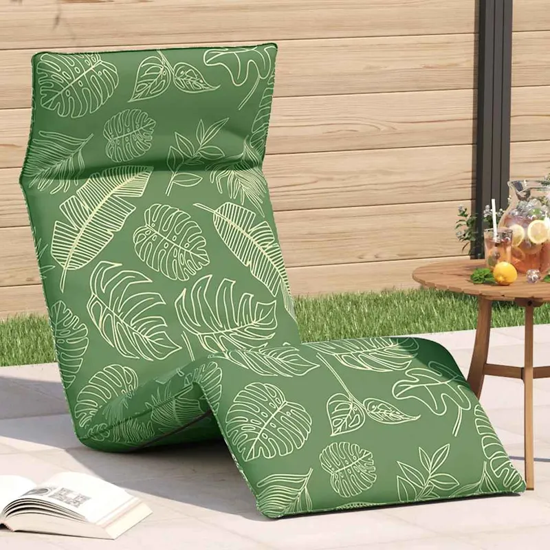 vidaXL Hopfällbar solstol bladmönster 175x54x8,5 cm oxfordtyg (#5273)