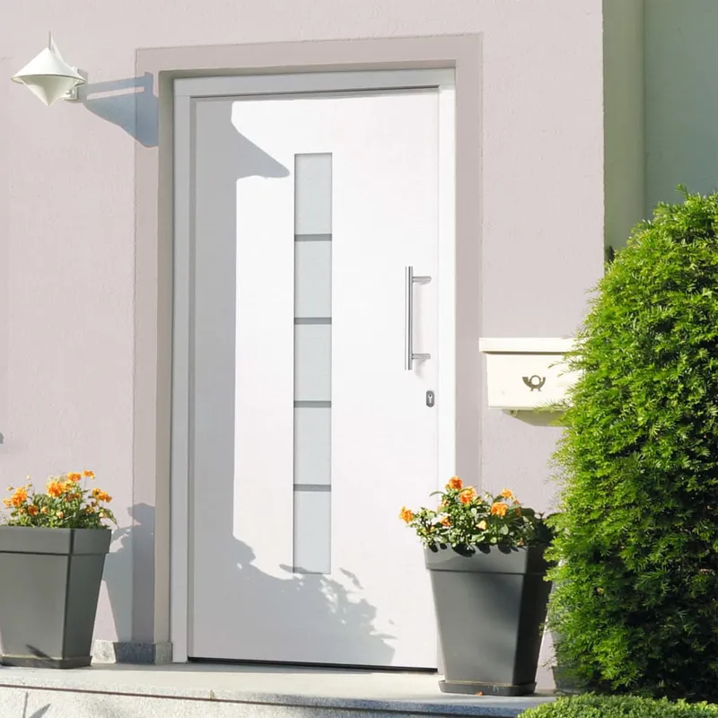 vidaXL Ytterdörr aluminium och PVC vit 110x210 cm #1913