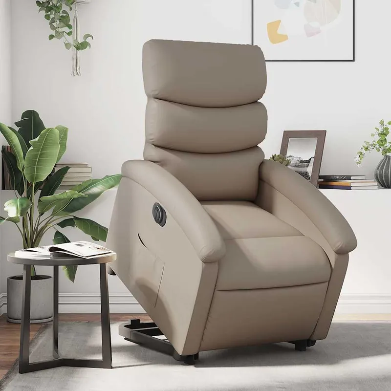 vidaXL Reclinerfåtölj med uppresningshjälp cappuccino konstläder (#5489)