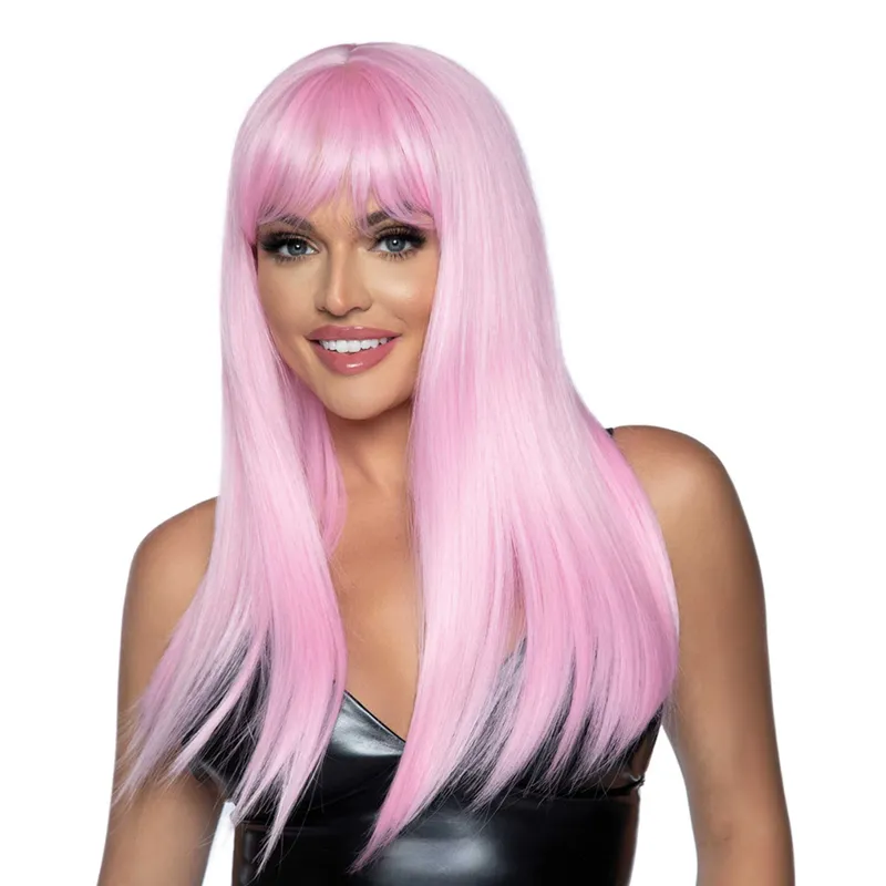 Sagoflicka Rosa Lång Peruk – One size