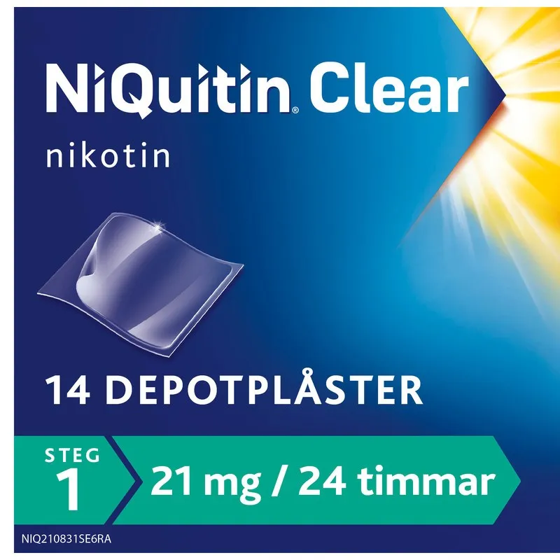NiQuitin Clear, depotplåster 21 mg/24 timmar 14 st
