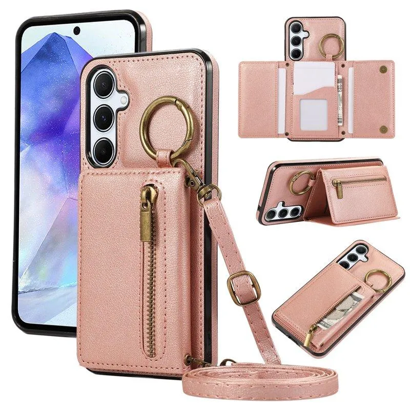 Plånboksfodral för Samsung Galaxy S26 Plus Konstläder Kickstand – Rosa