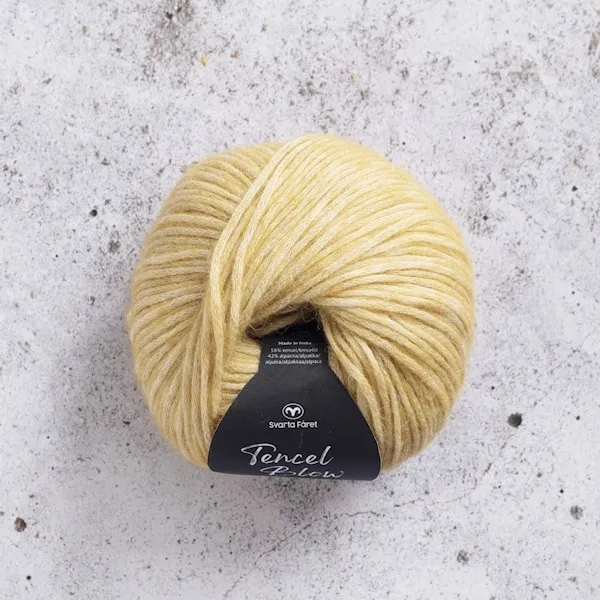 Tencel Blow Alpacka mix garn 50g Nacho Yellow 031 Svarta Fåret