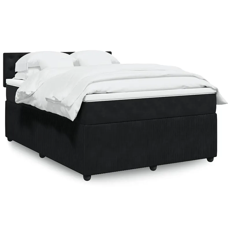 vidaXL Ramsäng med madrass svart 140×190 cm sammet (#9308)
