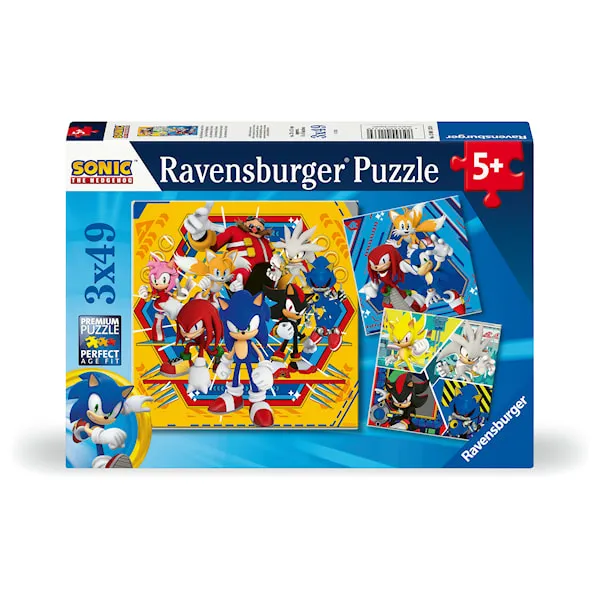Pussel Sonic Core 3×49 bitar, Ravensburger