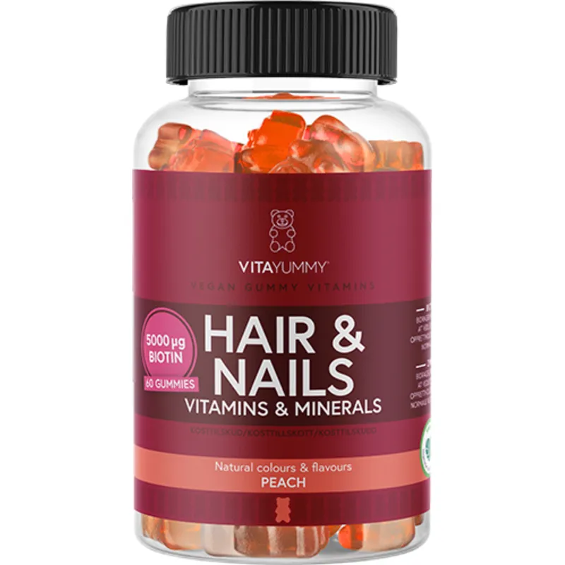 Hår & Naglar Vitaminer 60 Gummies Persika